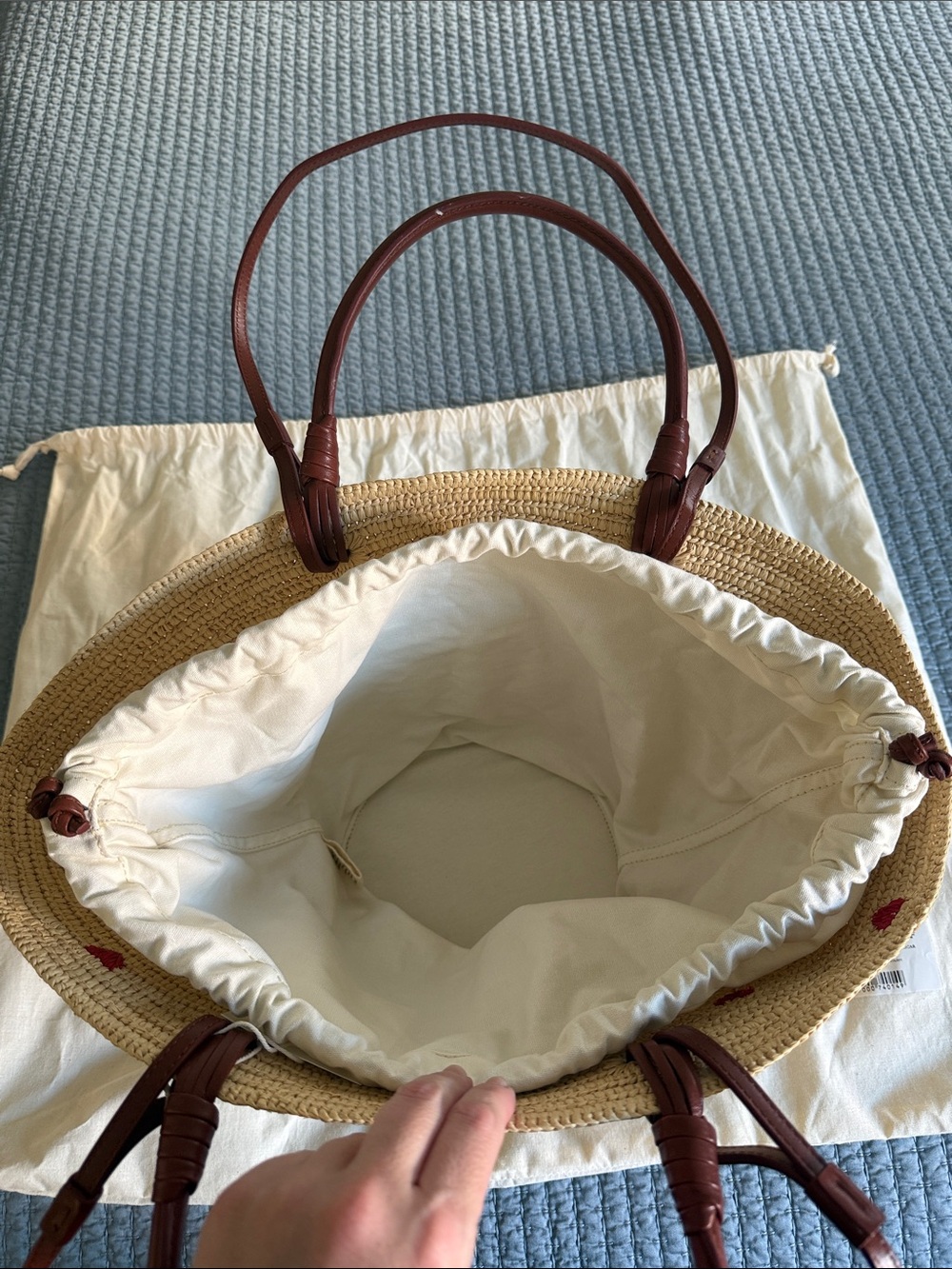 Sezane Justine Basket Bag Heart Embroidery - Picture 4 of 9